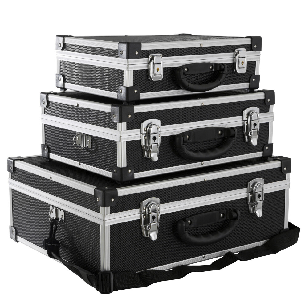 AREBOS set of 3 transport cases | 50 L total volume | lockable | with carrying strap | universally suitable as transport box | tool box storage case