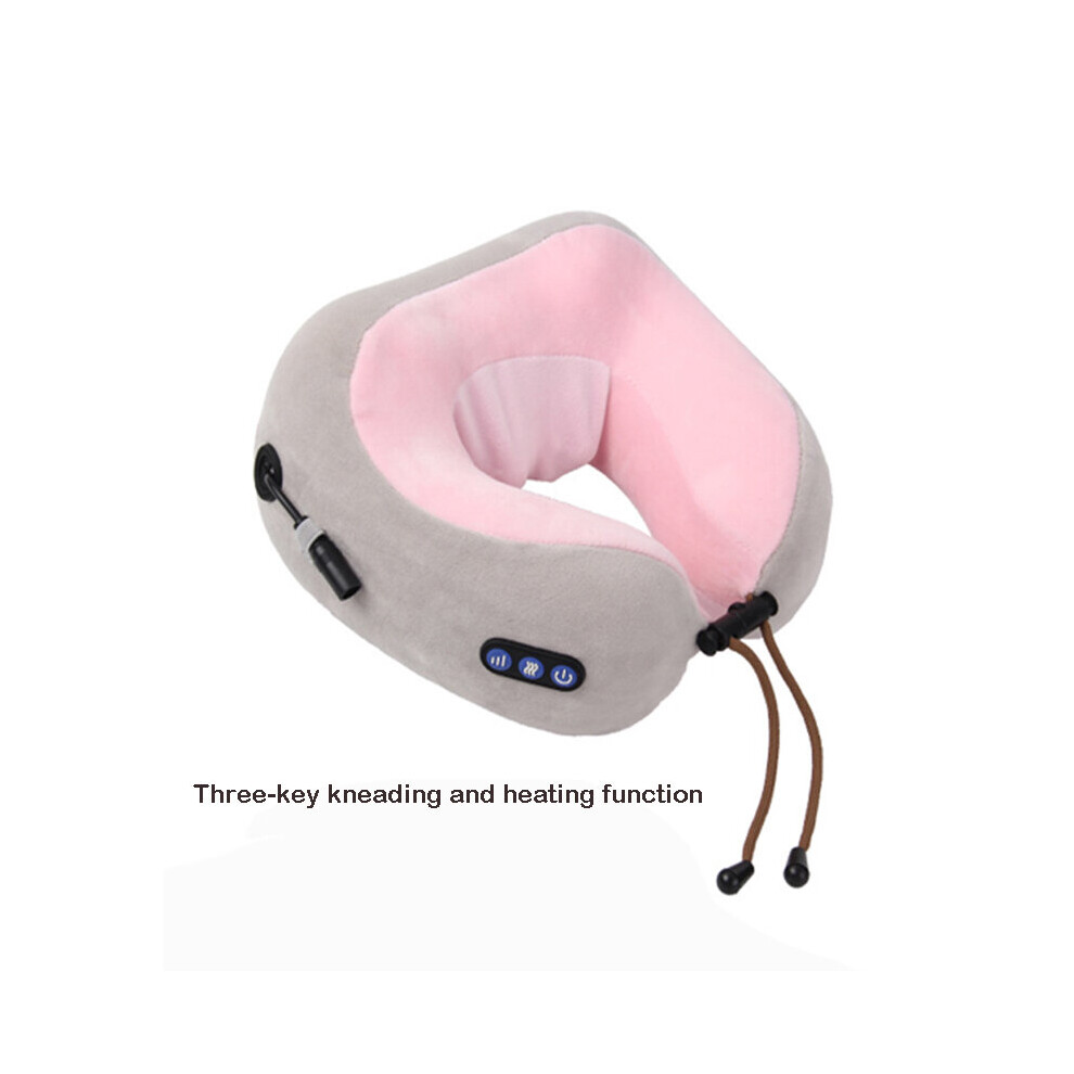 Dechoicelife Pink (A-Three Keys- 220V) Neck Massager Electric Ems Muscle Comfortable Massager Relaxation U-Shaped Kneading Heating Cervical Vertebra Neck Pillow