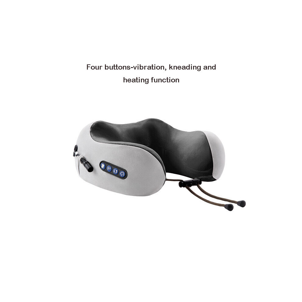 Dechoicelife Gray (A-Four Keys- 220V) Neck Massager Electric Ems Muscle Comfortable Massager Relaxation U-Shaped Kneading Heating Cervical Vertebra Neck Pillow