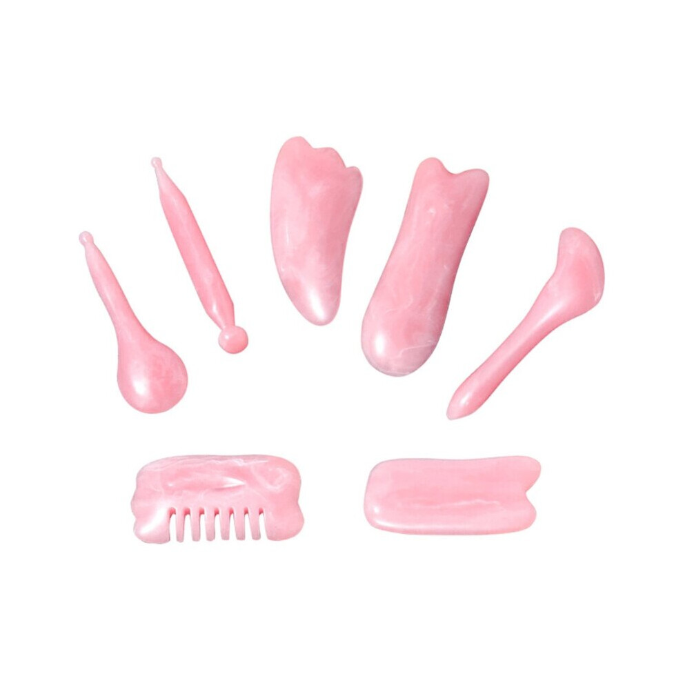 Dechoicelife Red (A-Rose ) 7Pcs/Set Natural Resin Massage Scraping For Face Neck Beeswax Guasha Scraper Massager Scrape Therapy Acupoint Acupressur