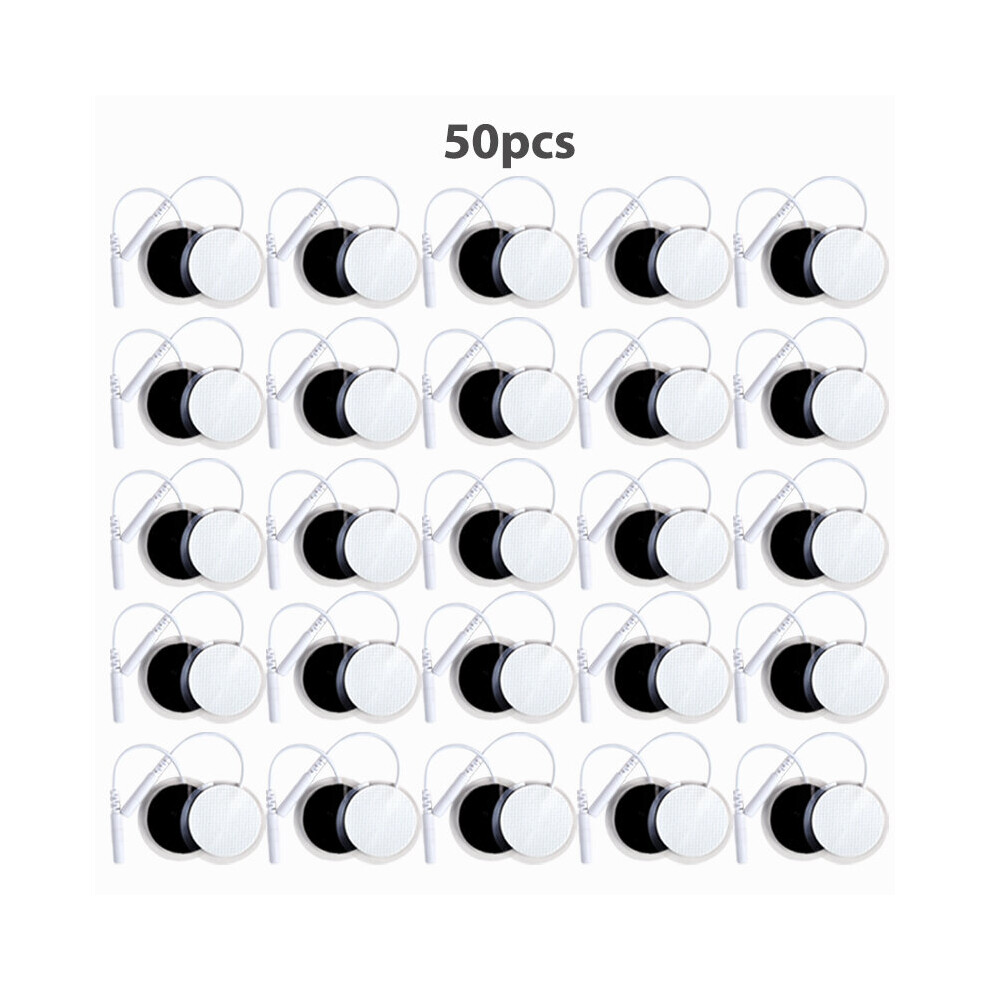 (a-50pcsminiRound shape) Button-style Tail Non-woven Physiotherapy  Throat Massage Dysphagia Electrode Sticker  for Low Frequency Instrument TNES Mach-image-OPC-PC9PTNV-NEW