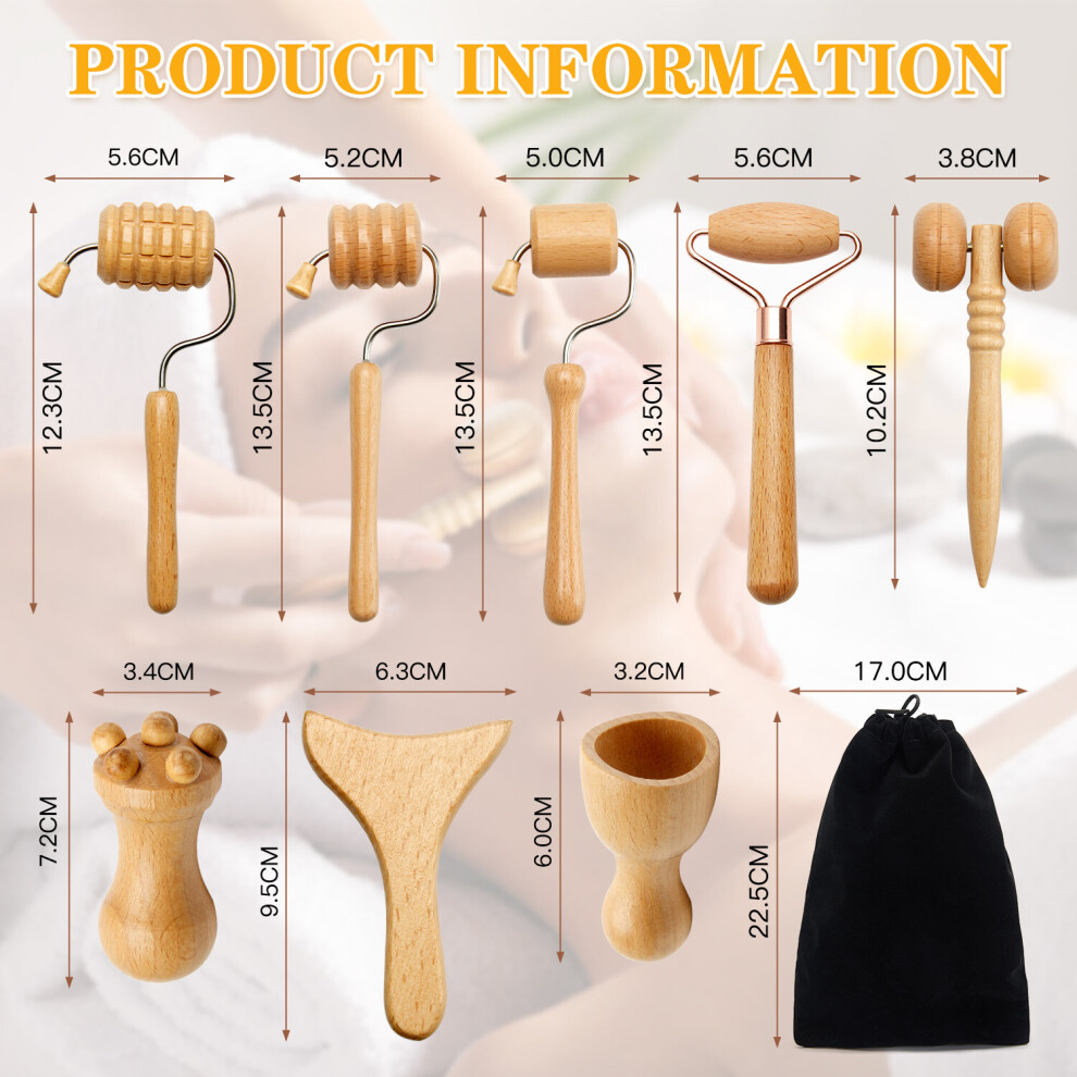 Dechoicelife (A-Face Massage) Wood Therapy Massage Set Maderoterapia Massager Roller Anti Cellulite Masajeador Slimming Gua Sha Massager For Body Wooden Stick