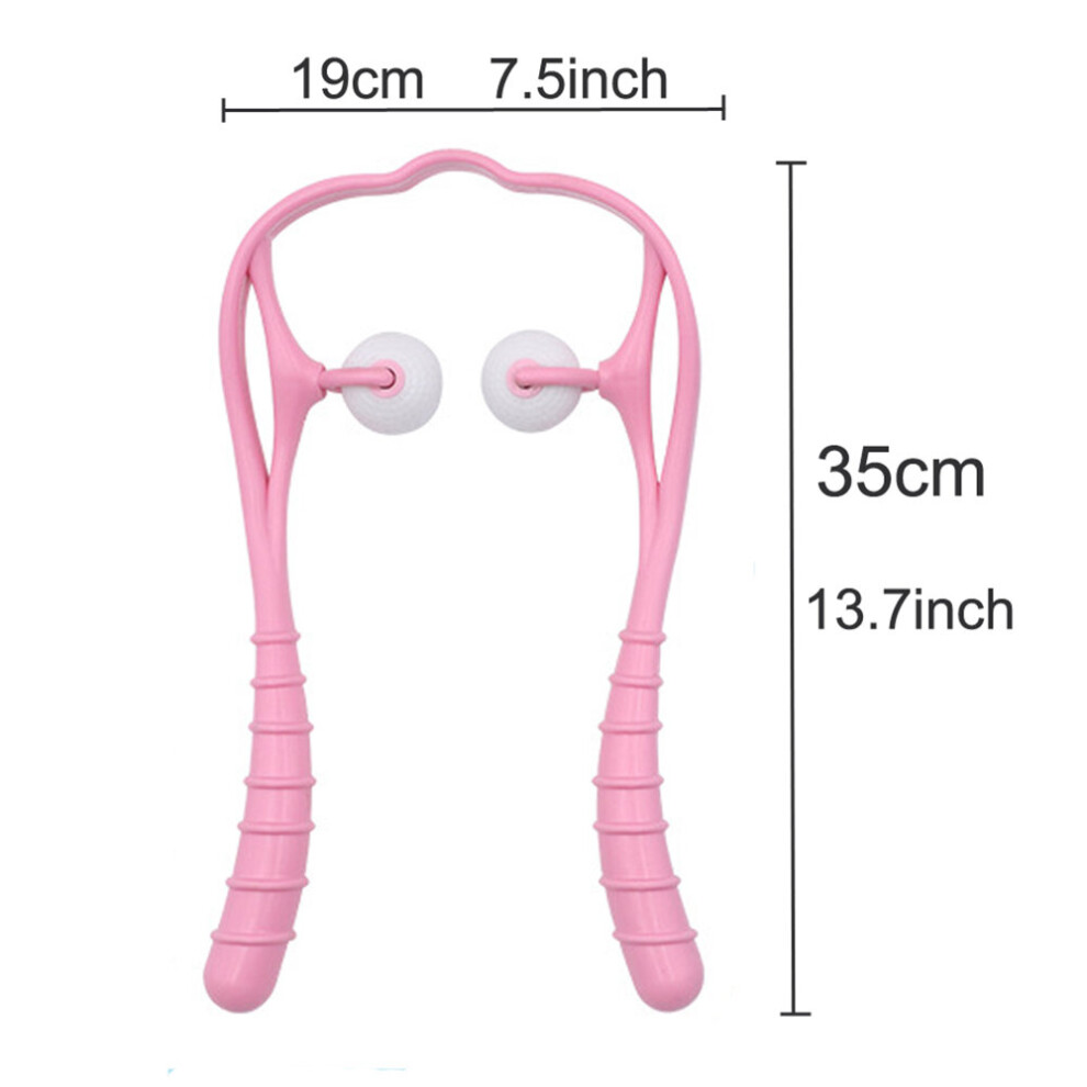 Dechoicelife Pink (A-) Neck Massager Upgraded Neck Roller Massager Manual Neck& Shoulder Roller Massage Tools Shiatsu Trigger Point Massage Dual Roller