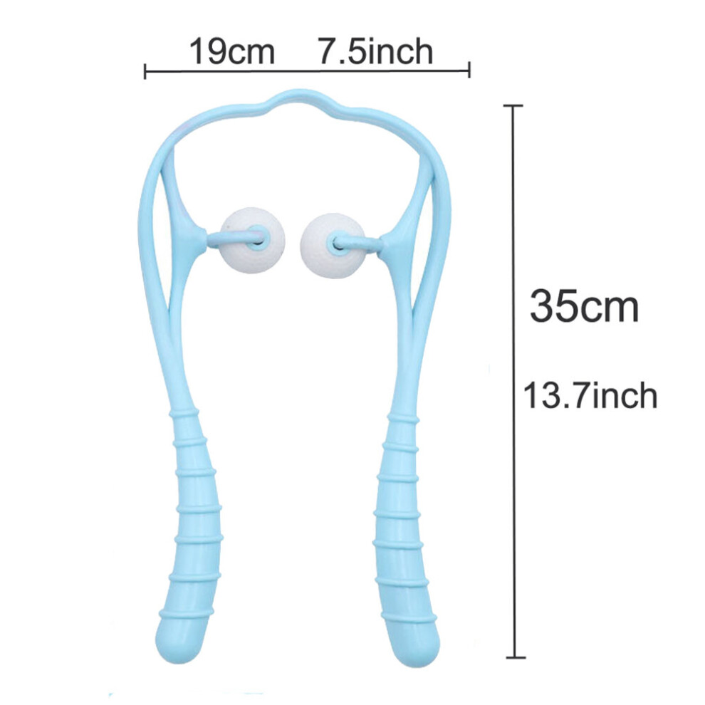 Dechoicelife Blue (A-) Neck Massager Upgraded Neck Roller Massager Manual Neck& Shoulder Roller Massage Tools Shiatsu Trigger Point Massage Dual Roller