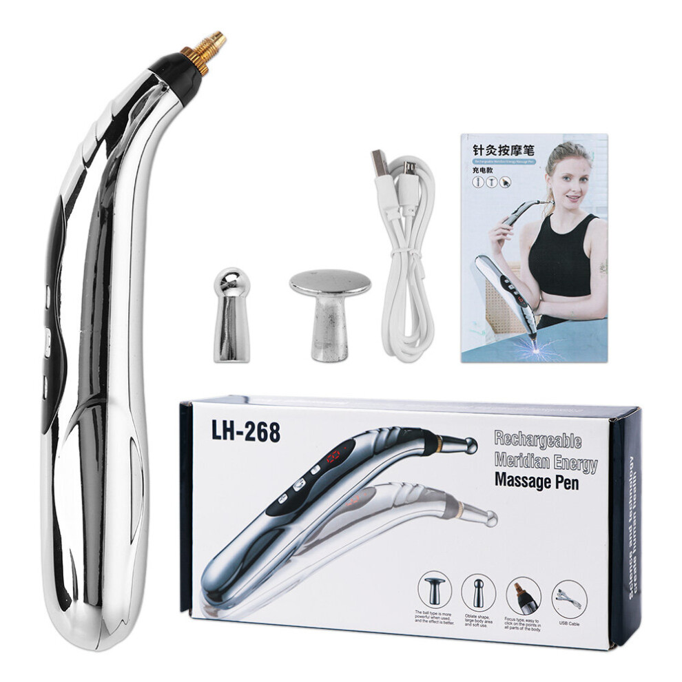 Dechoicelife (A-3Heads With Box) Electronic Acupuncture Pen Point Massager Electric Meridians Laser Therapy Heal Massage Pen Meridian Energy Pen Pain Relief Tool