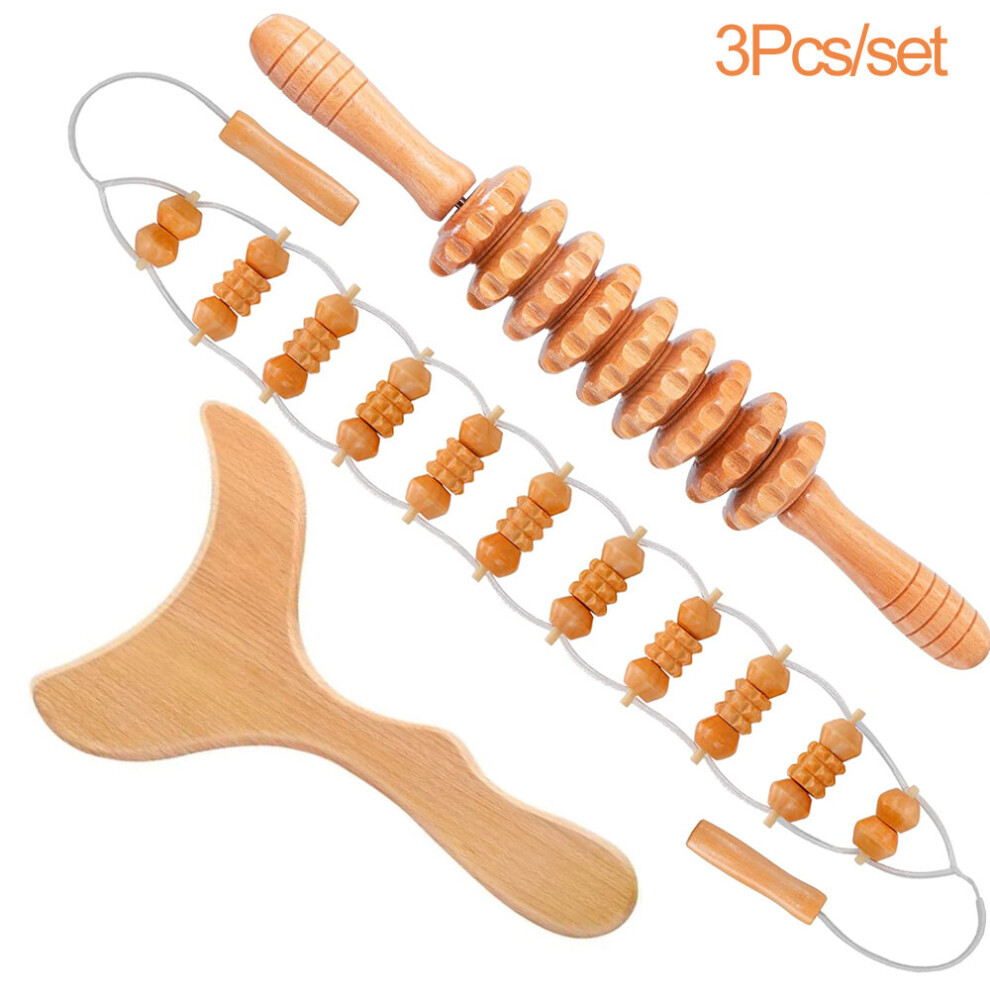 Dechoicelife (A-3Pcs) Wood Therapy Massage Tools,Lymphatic Drainage Massage,Maderoterapia Kit,Massage Body Sculpting Tools For Body Sculpting
