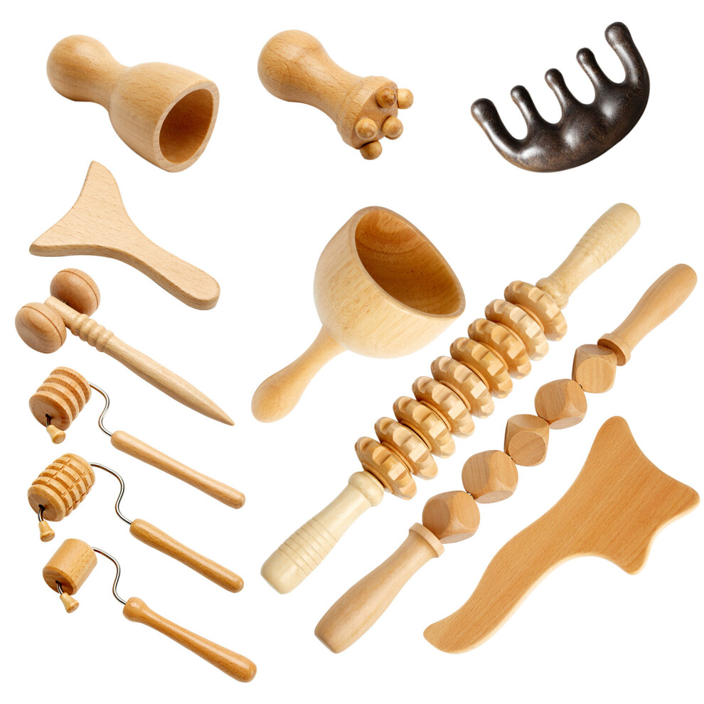 Dechoicelife (A-Body And Face) Wood Therapy Massage Set Maderoterapia Massager Roller Anti Cellulite Masajeador Slimming Gua Sha Massager For Body Wooden Stick
