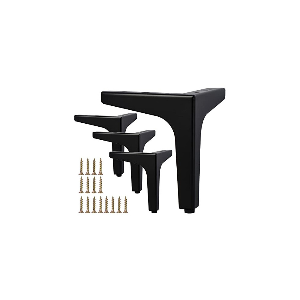 4 Inch / 10Cm Furniture Legs, Set Of 4 Modern Metal Diamond Triangle Furniture Feet Diy Replacement Black For Cabinet Cupboard Sofa Couch Chair 8789221334188