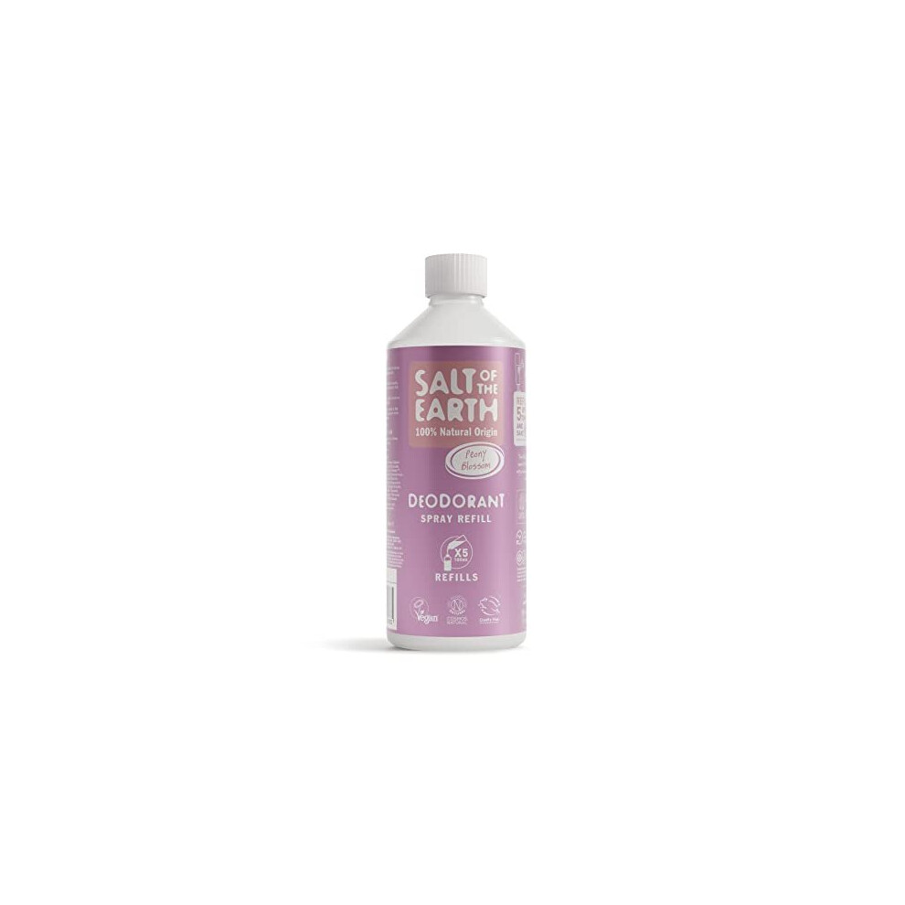 Salt Of The Earth - Natural Deodorant Spray Refill - 100% Natural Origin Ingredients - Vegan, Long Lasting Protection, Leaping Bunny Approved, Made In The Uk - Peony