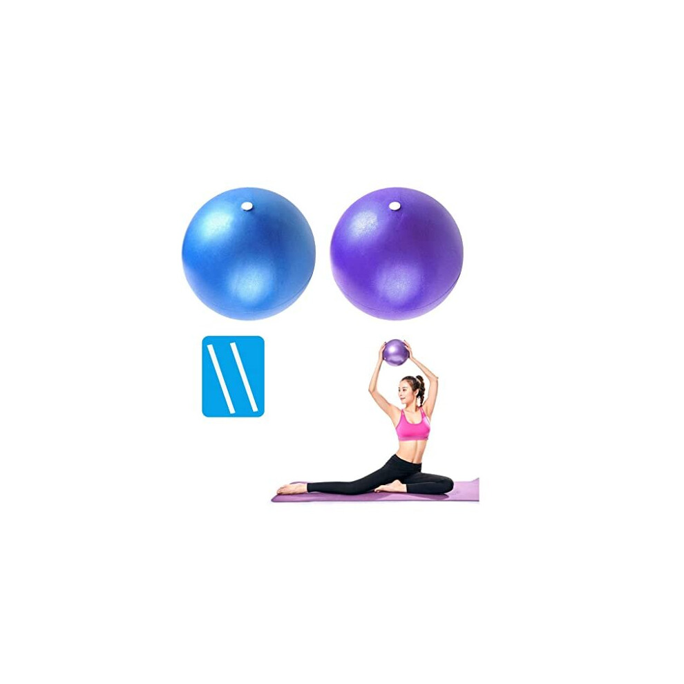 2 Pack Soft Pilates Ball, Core Balance Small Anti Burst Exercise Ball 23cm / 9 Inch with Inflatable Straw, for Pilates, Yoga, Core Training and