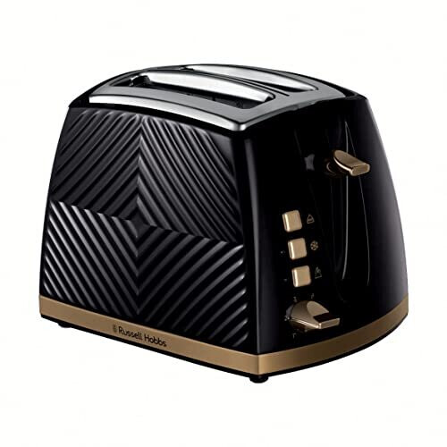 26390 Groove 2 Slice Toaster, Tactile 3D Design Bread Toaster with Frozen, Cancel and Reheat Settings, 850 Watts, Black