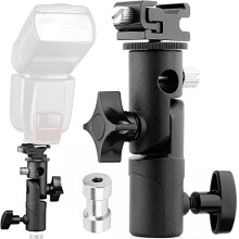 Camera Flash Speedlite Mount Swivel Light Stand Bracket with Umbrella Reflector Holder for Camera DSLR, Compatible with Canon/Nikon/Pentax/Olympus and