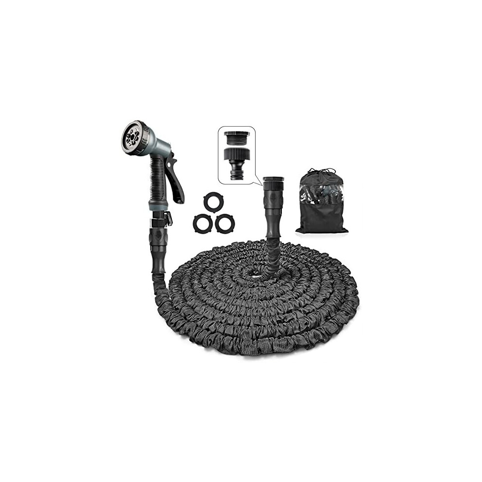 Hose Pipe Garden Hose with 3/4", 1/2" Fittings, Anti-Leakage Hose Pipes for Garden Expanding Hose Flexi Hose Pipe with 8 Function Spray Nozzle by