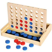 TOWO Wooden 4 in a Row Game - Classic Strategy Game for Adults Children-Connect the 4 Discs of Same Colour in a Row - Travel Games Family Board Games