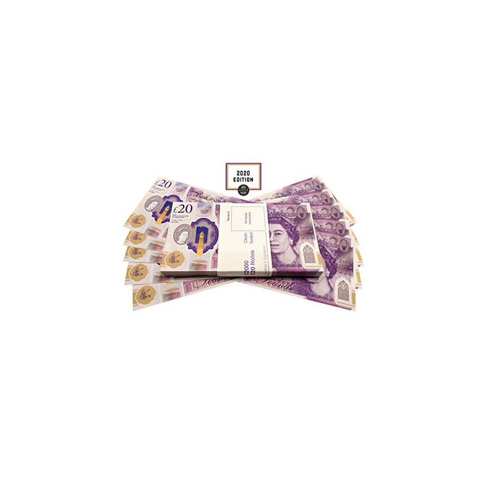 Big Screen Stacks New Edition Prop Money Uk Pounds Gbp Bank 100 20 Notes Extra Bank Strap - Authentic Film- Movies Play Fake Cash Casino Photo Booth Props (One Stack)