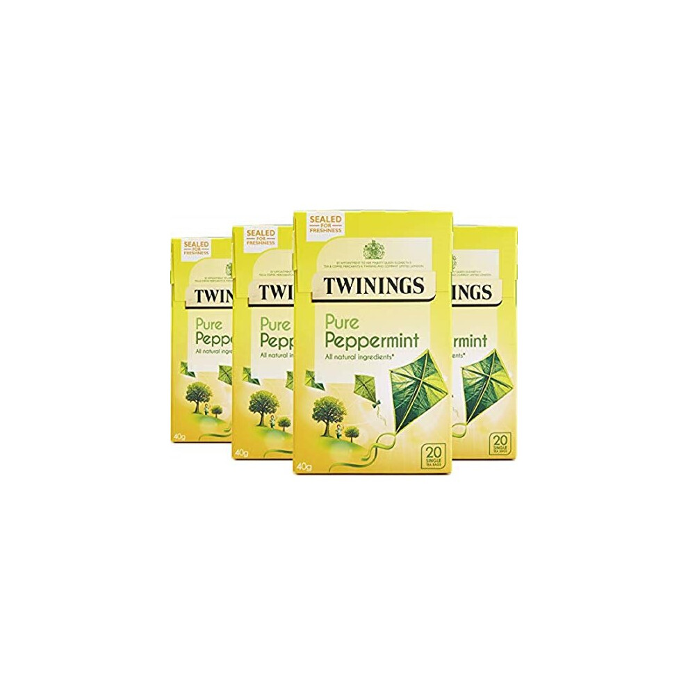 Twinings Pure Peppermint 20 Tea Bags - Pack Of 4 (Total Of 80 Tea Bags)