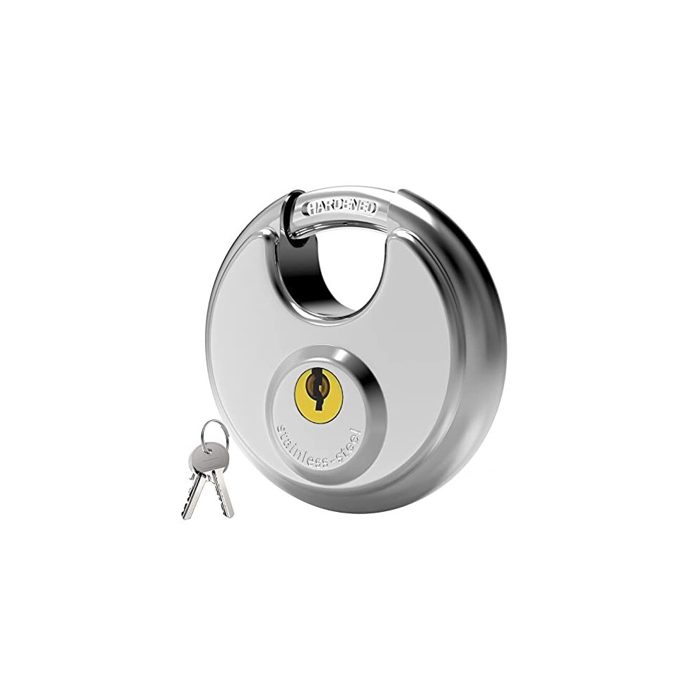 Key Padlock Outdoor, [Waterproof] [Anti Cut] Diyife 70Mm Stainless Steel Disc Lock Heavy Duty Padlock Weatherproof With 9.5Mm Shackle For Warehouse, 5011145497186