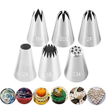6 Pcs Piping Nozzles Large Tips for Cake Decorating,Icing Piping Tips Cake Piping Nozzles Tips Kit for Cream Rose Flower Cookie Cupcake Decorating,#1M