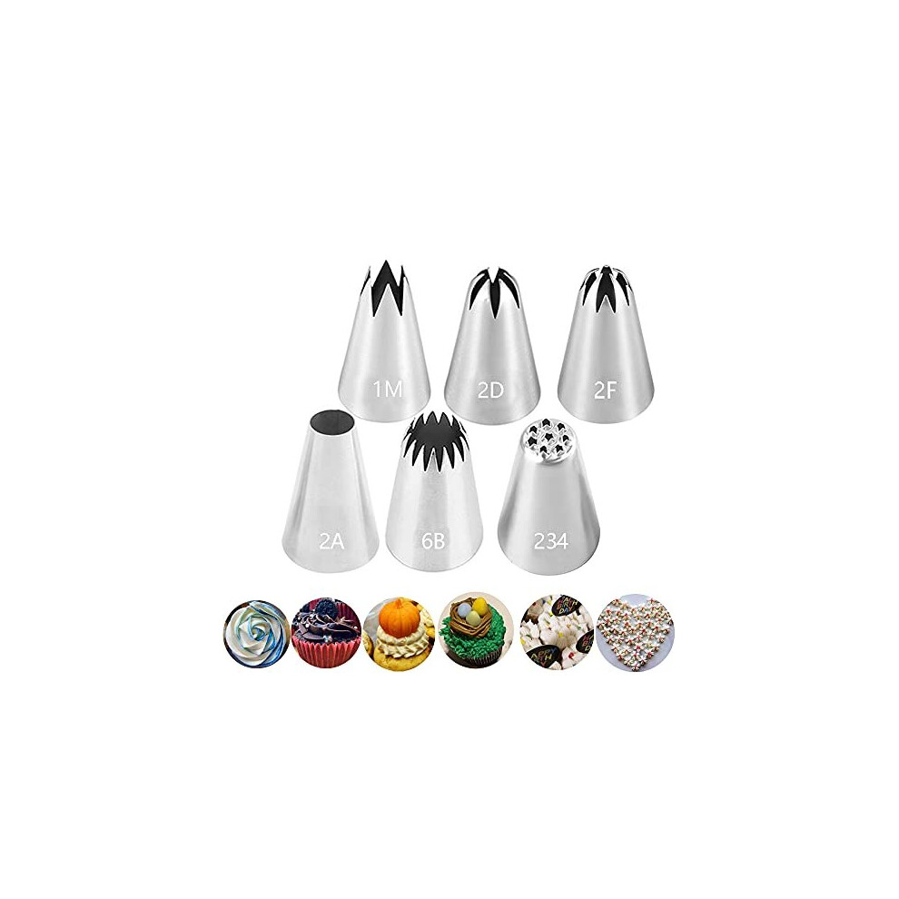 6 Pcs Piping Nozzles Large Tips for Cake Decorating,Icing Piping Tips Cake Piping Nozzles Tips Kit for Cream Rose Flower Cookie Cupcake Decorating,#1M