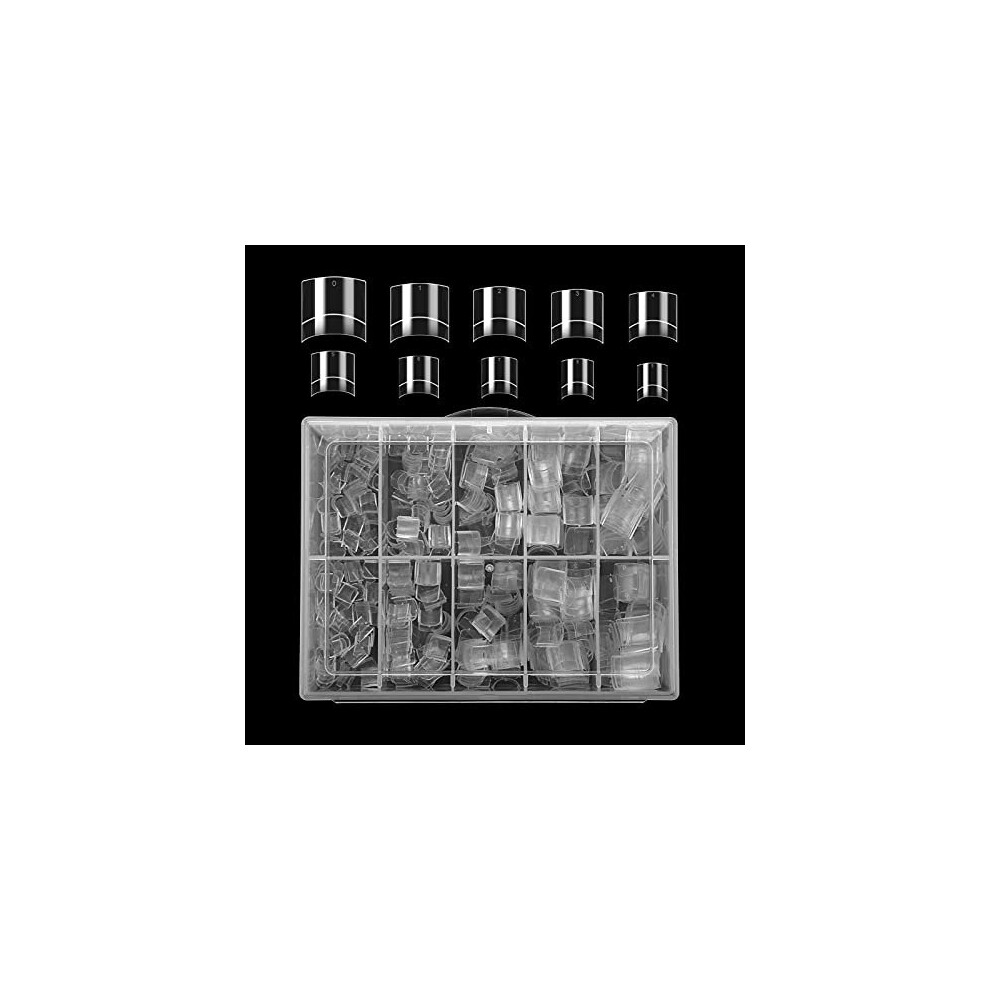 Kinbom 500Pcs Clear Nail Tips Short Acrylic Fake Nails With Case Square Half Cover French Fake False Nails For Nail Diy Decoration At Home And Salon