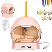 Electric Pencil Sharpener Kids Heavy Duty, 6-8mm JIJICZ Battery Mains Power Operated Mini Automatic Pencil Sharpeners with Container for Home Office