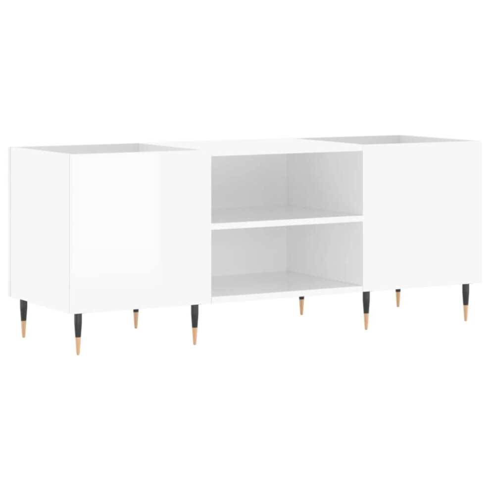 Vidaxl (High Gloss ) Record Cabinet Vinyl Record Storage Sideboard Cabinet Engineered Wood White