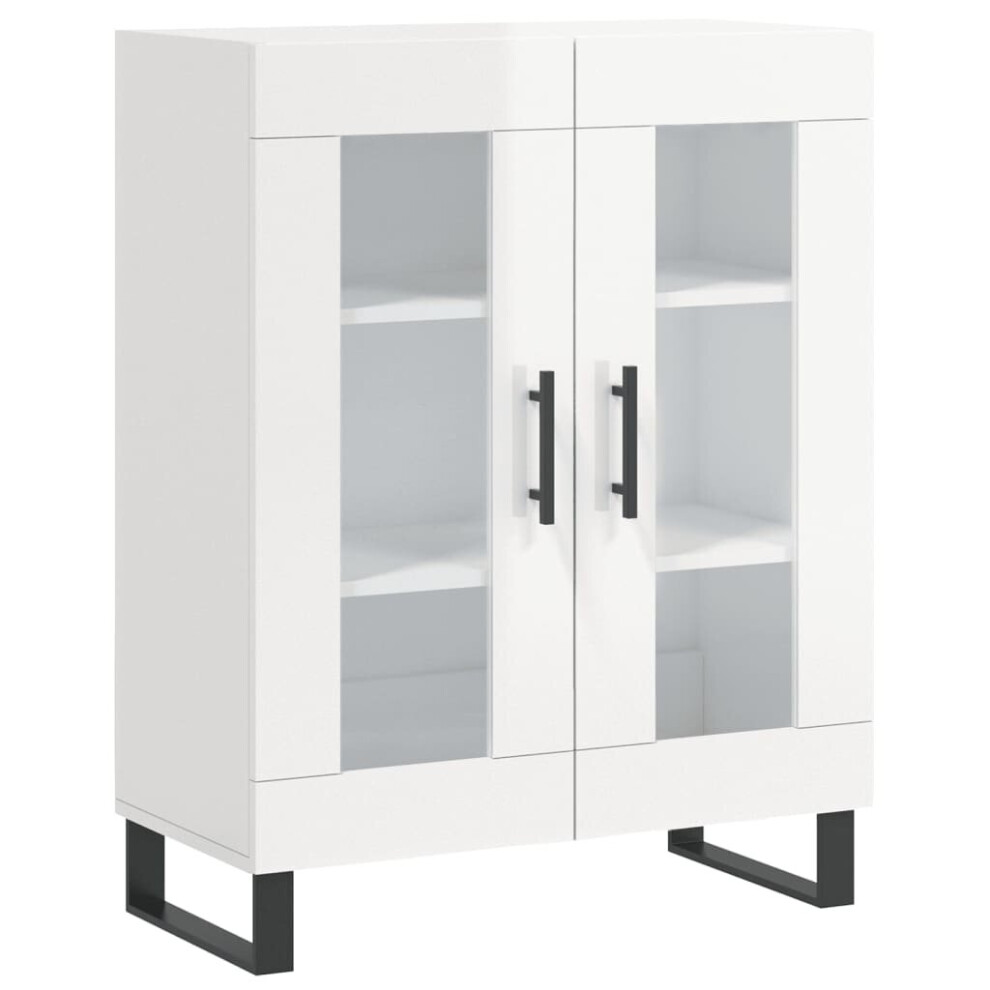 (high gloss white) vidaXL Sideboard Storage Side Cabinet Cupboard Concrete Grey Engineered Wood