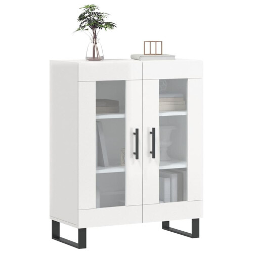 VidaXL (high gloss white) vidaXL Sideboard Storage Side Cabinet Cupboard Concrete Grey Engineered Wood 2