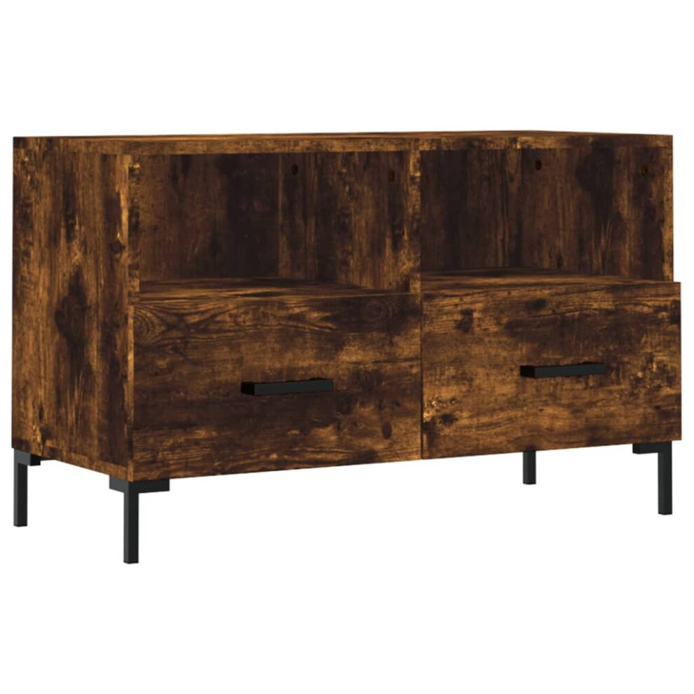 Vidaxl (Smoked Oak) Tv Cabinet Tv Unit Sideboard Tv Stand High Gloss White Engineered Wood