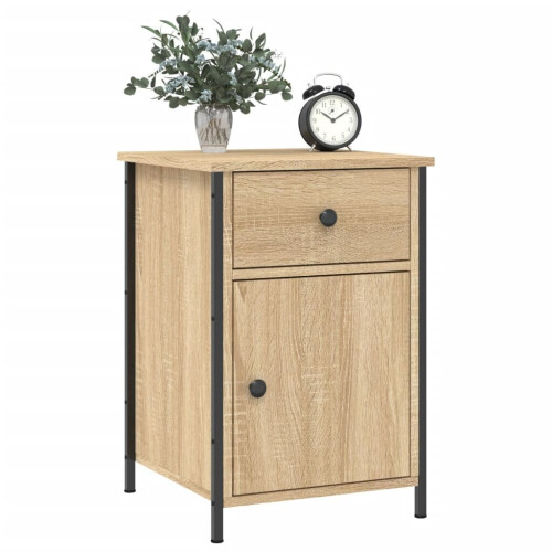 VidaXL (sonoma oak, 2 pcs) vidaXL Bedside Cabinets Bedside Table Side Table 2 pcs Black Engineered Wood 2
