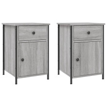 (grey sonoma, 2 pcs) vidaXL Bedside Cabinets Bedside Table Side Table 2 pcs Black Engineered Wood