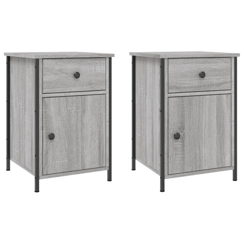 VidaXL (grey sonoma, 2 pcs) vidaXL Bedside Cabinets Bedside Table Side Table 2 pcs Black Engineered Wood