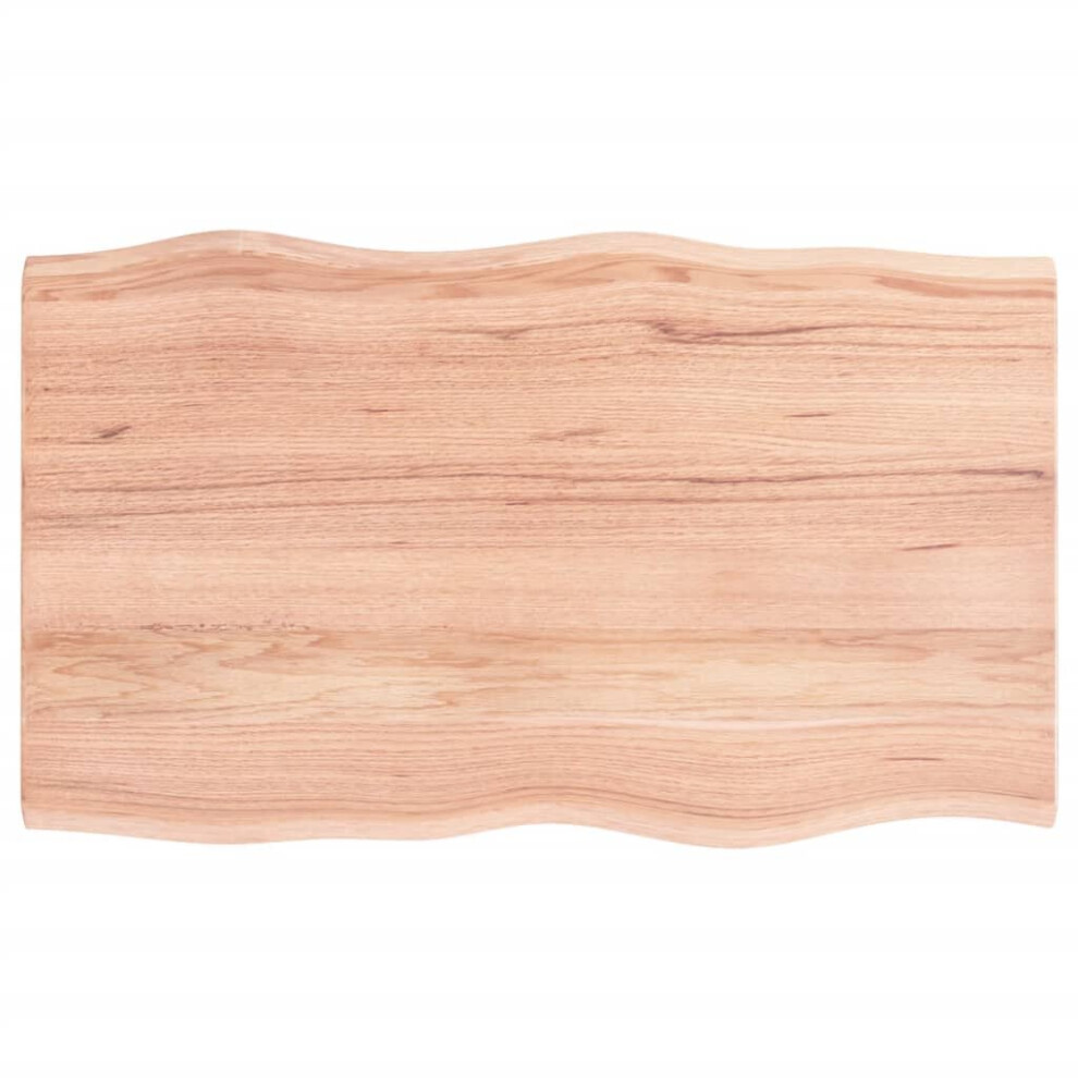 Vidaxl (Light Brown, 100 X 60 X 2 Cm) Table Top Wooden Desk Top For Table Treated Solid Wood Oak Live Edge