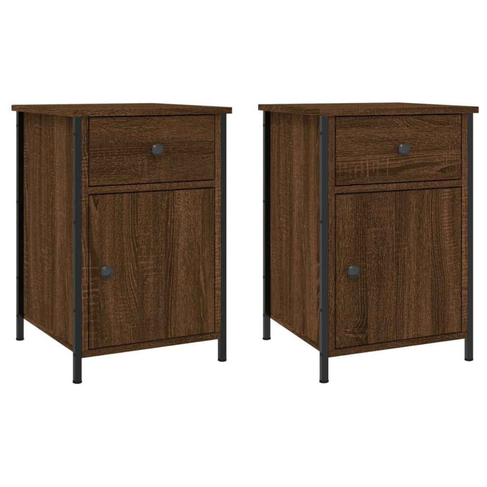 (brown oak, 2 pcs) vidaXL Bedside Cabinets Bedside Table Side Table 2 pcs Black Engineered Wood