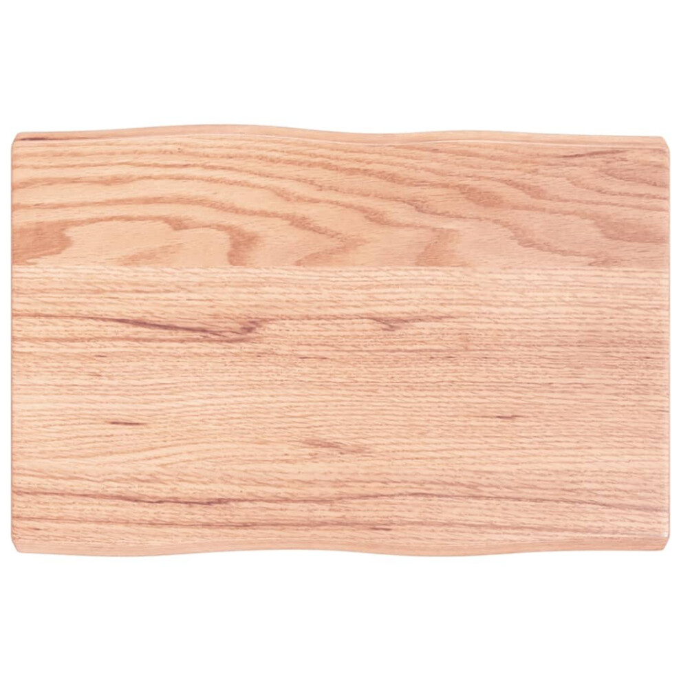 Vidaxl (Light Brown, 60 X 40 X 4 Cm) Table Top Wooden Desk Top For Table Treated Solid Wood Oak Live Edge