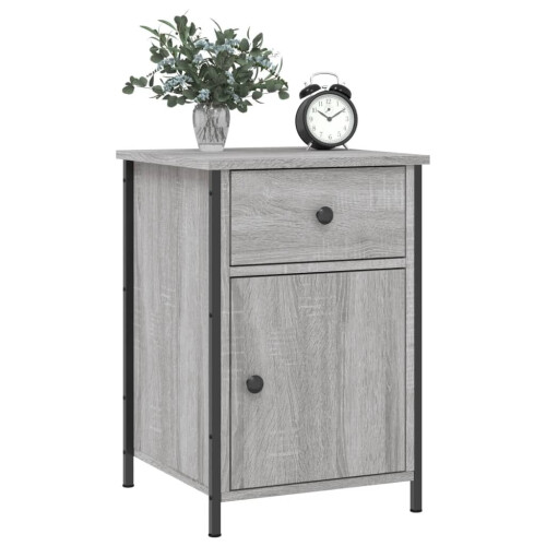 VidaXL (grey sonoma, 2 pcs) vidaXL Bedside Cabinets Bedside Table Side Table 2 pcs Black Engineered Wood 2