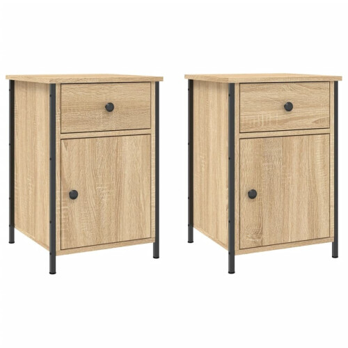 VidaXL (sonoma oak, 2 pcs) vidaXL Bedside Cabinets Bedside Table Side Table 2 pcs Black Engineered Wood