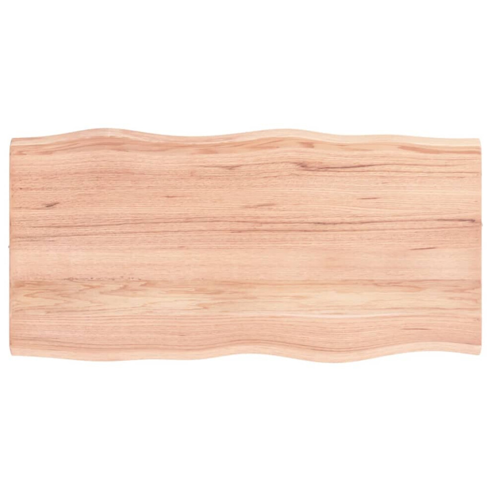 Vidaxl (Light Brown, 80 X 40 X 2 Cm) Table Top Wooden Desk Top For Table Treated Solid Wood Oak Live Edge