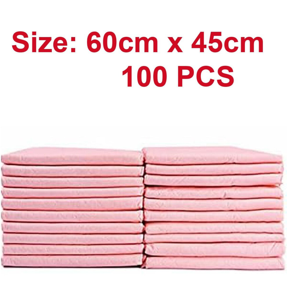 (Pink - Size ( 60cm x 45cm ), 100 Packs) 50-200Pack Puppy Training Pads Pee Wee Toilet Mats