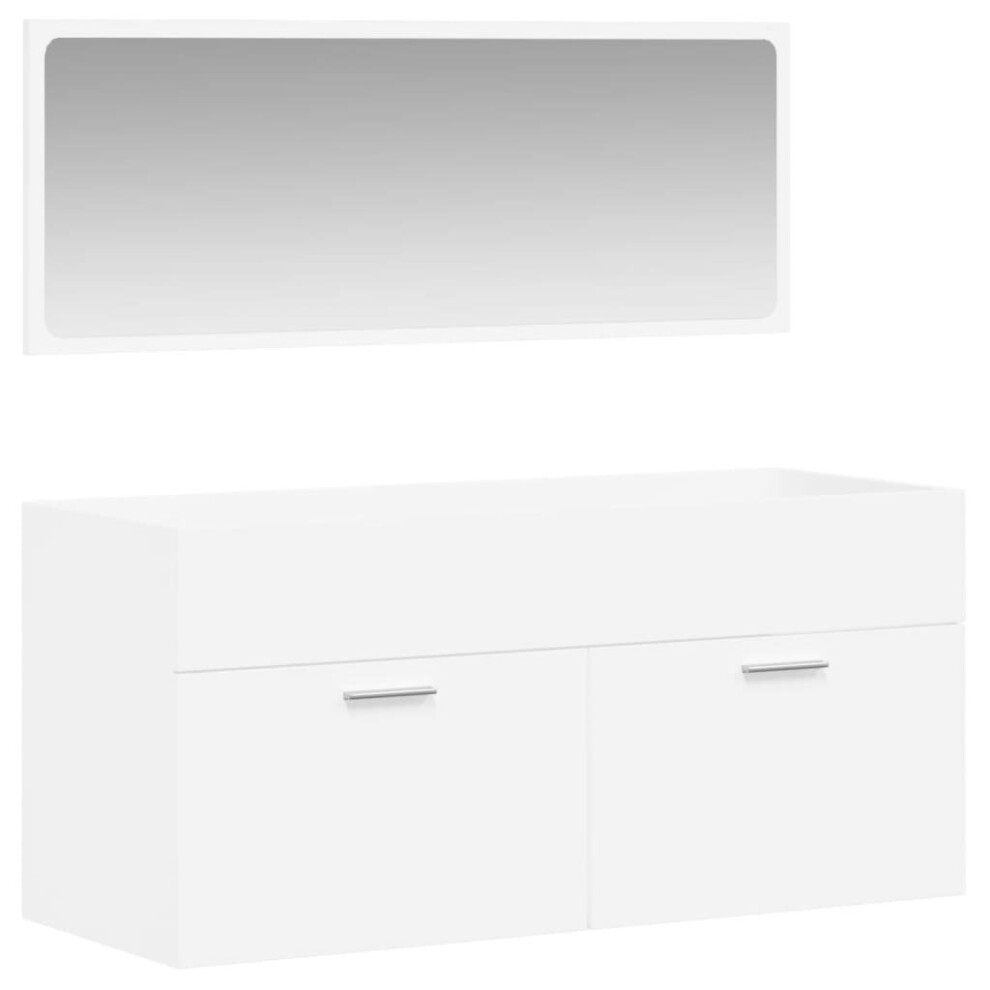 (white) vidaXL Bathroom Cabinet Vanity Unit Cupboard with Mirror White Engineered Wood