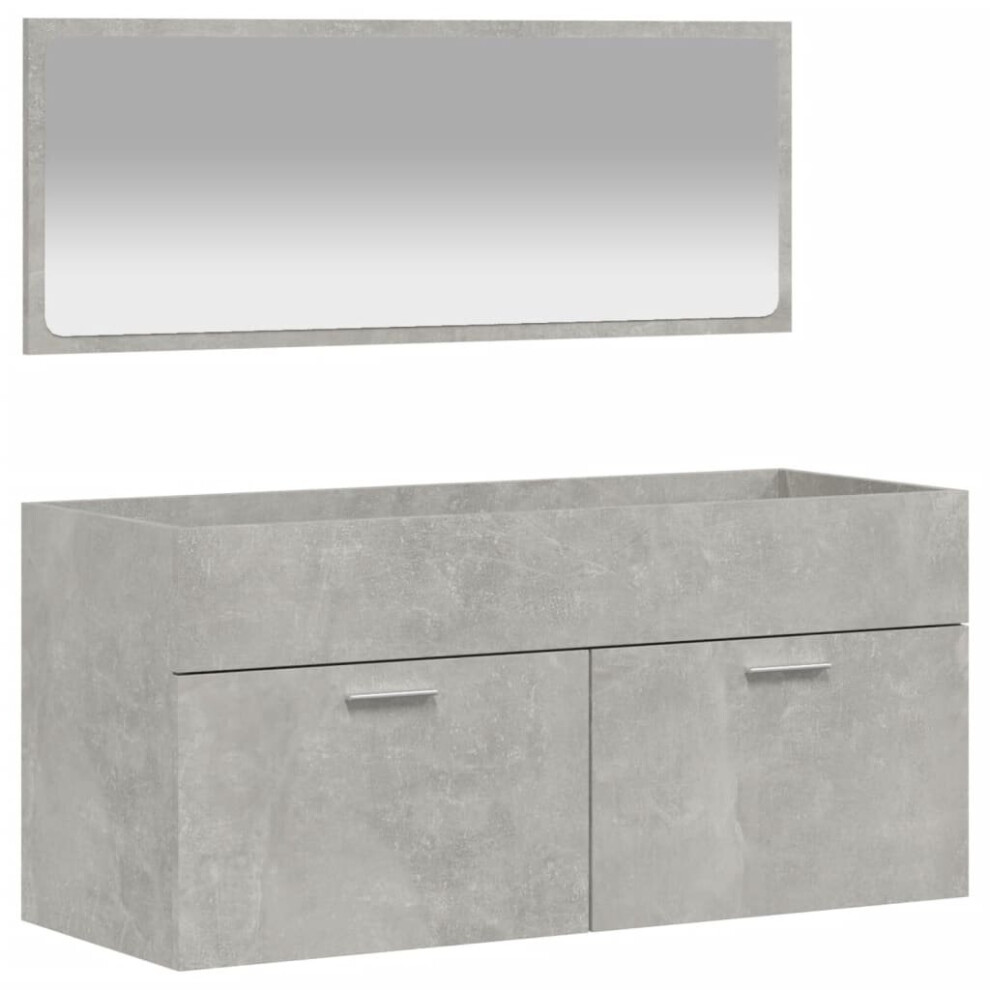 (concrete grey) vidaXL Bathroom Cabinet Vanity Unit Cupboard with Mirror White Engineered Wood