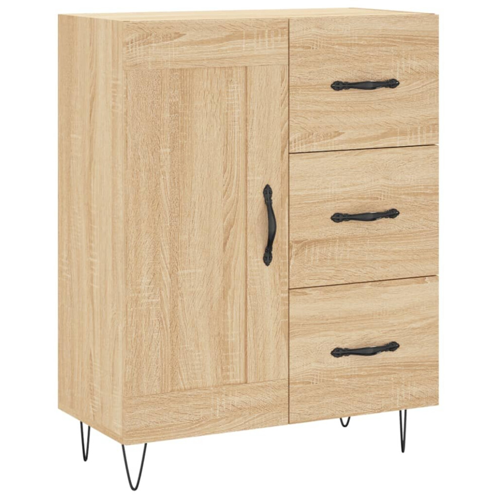 Vidaxl (Sonoma Oak) Sideboard Storage Cabinet Side Cabinet Cupboard Black Engineered Wood