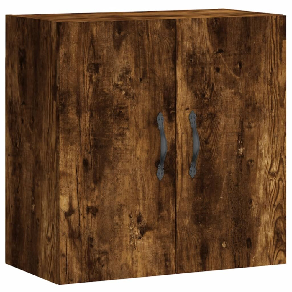 Vidaxl (Smoked Oak) Wall Cabinet Storage Cabinet Display Cabinet Engineered Wood White