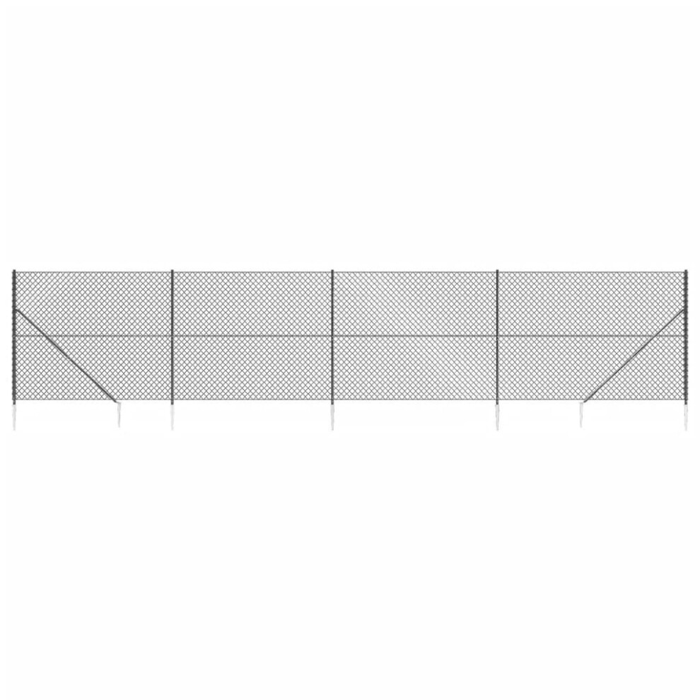 (anthracite, 1.4 x 10 m) vidaXL Chain Link Fence Outdoor Wire Mesh Fence with Spike Fence Panel Anchors