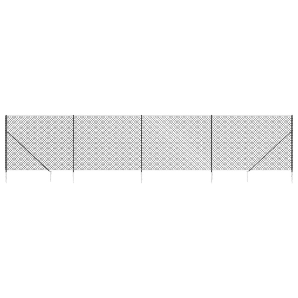 (anthracite, 1.6 x 10 m) vidaXL Chain Link Fence Outdoor Wire Mesh Fence with Spike Fence Panel Anchors