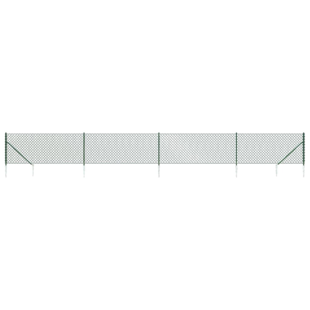 (green, 0.8 x 10 m) vidaXL Chain Link Fence Outdoor Wire Mesh Fence with Spike Fence Panel Anchors