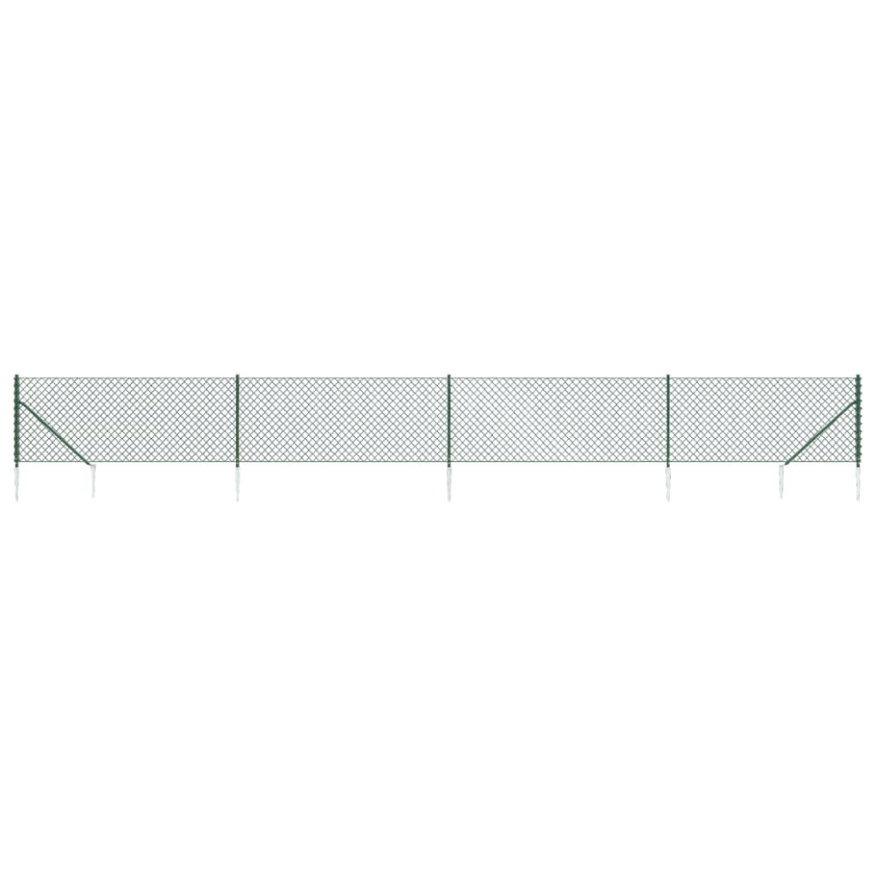 (green, 1.1 x 10 m) vidaXL Chain Link Fence Outdoor Wire Mesh Fence with Spike Fence Panel Anchors