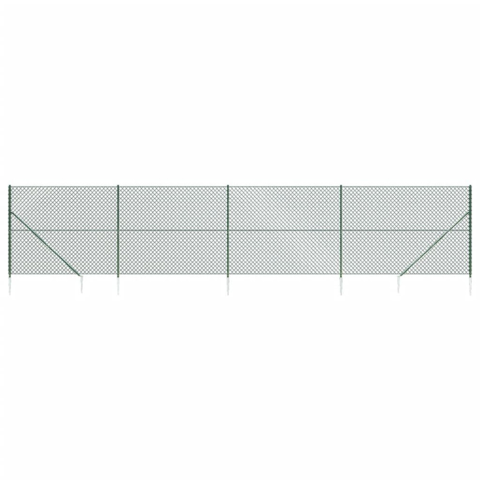 (green, 1.6 x 10 m) vidaXL Chain Link Fence Outdoor Wire Mesh Fence with Spike Fence Panel Anchors