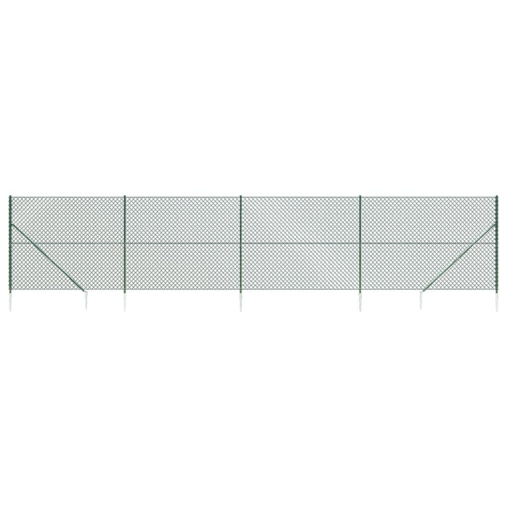 (green, 1.4 x 10 m) vidaXL Chain Link Fence Outdoor Wire Mesh Fence with Spike Fence Panel Anchors