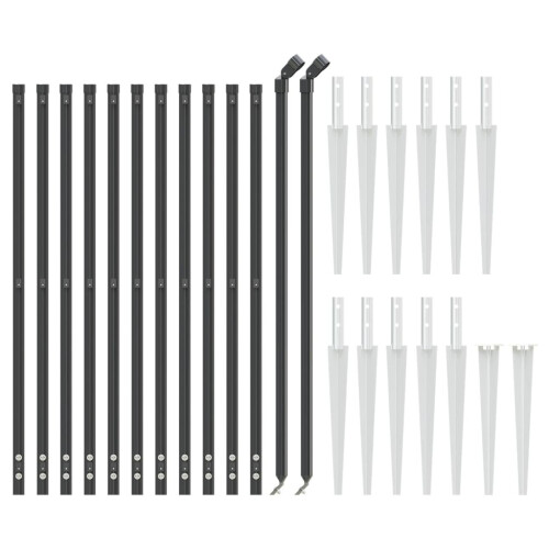 VidaXL vidaXL Maschendrahtzaun mit Bodenhülsen Anthrazit 0,8x25 m 2